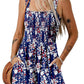 💃Kvinnor Sommar Square Neck Sleeveless Lös Casual Kort Smockad Romper✨