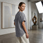 🌸Vårrea 50 % rabatt👕Trendig enfärgad topp med lös passform och kort ärm