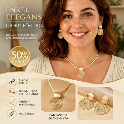 ✨ 50% RABATT NU! 💎 Modern Geometriskt Smyckesset – Guldpläterat, Lättvikts Platt Ormkedja & Matchande Örhängen – Chic & Elegant För Kvällsevenemang 🎁
