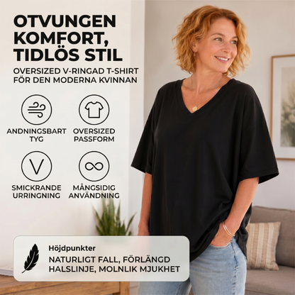 T-shirt med V-ringning för damer