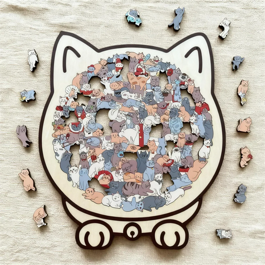 ⏳Begränsad tid 50 % rabatt⏰135-delars pussel i form av en katt i trä😸