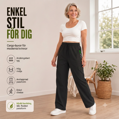 👖 BEGRÄNSAD TID: 50 % RABATT! 💥 Vintage-cargobyxor för dam med fickor – lös passform, andningsbara, justerbar midja ✨