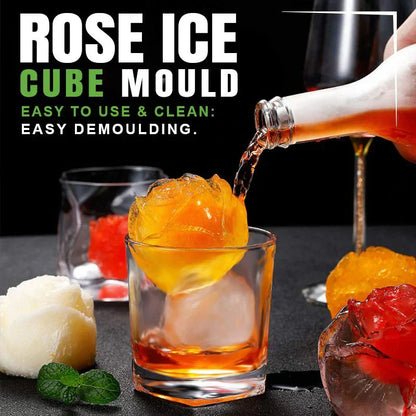 🌹 50% RABATT! ❄️ 2-pack 3D-isformar i Form av Rosor – Livsmedelsgodkänd Silikon, Långsam Smältning & Perfekt För Cocktails, Whisky & Festliga Drycker 🥃