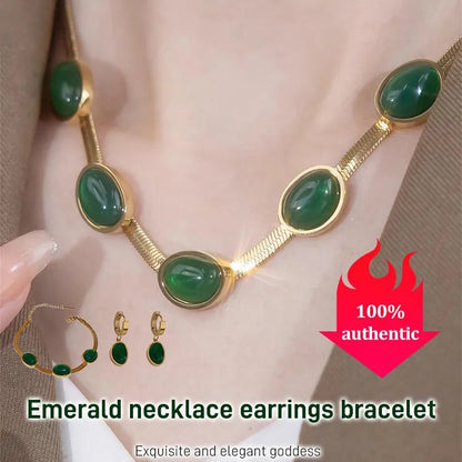 Smaragd halsband örhängen armband