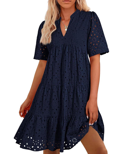 👗 50% RABATT! ✨ Elegant Miniklänning för Damer med Utskärningar, Spets & Volanger – Sexig Design, Romantiska Detaljer & Perfekt För Festliga Tillfällen 💃
