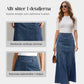 🌟 Förlänger & Smalnar | A-linje Denim Maxikjol | Smickrande Silhuett 💃【-50%】