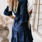 Sommarklänning med volangdetaljer och V-ringning – Lätt denimlook
