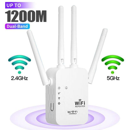 🔥2025 års heta rea 🎁1200Mbps Dual Band (5GHz/2.4GHz) WiFi-förlängare täcker 10 000 kvm och 50 enheter