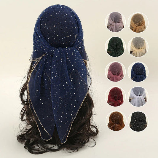 Huvudscarf med glitterdekor för kvinnor
