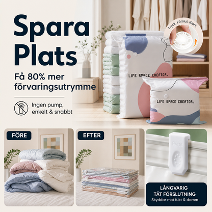 🔥 50 % RABATT NU! ✨ Pumpfria vakuumkompressionspåsar – stor storlek, platsbesparande förvaring utan pump 🏠