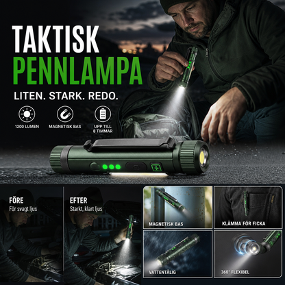 🔦 50 % RABATT NU! 🌙 Multifunktionell Pennformad Arbetslampa – Stark Magnet, 360° Rotation & Handsfree – Perfekt för Friluftsliv ✨
