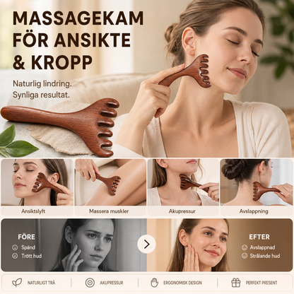 6-SPETSIG MERIDIANKAM - Akupressurskalpmassagerare & hårborttagare, förbättrar blodcirkulationen och avslappningen, naturlig trädesign 🌿💆‍♀️