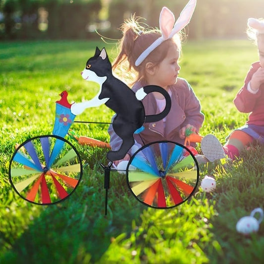 Katt på Cykel med Vindvindsnurra