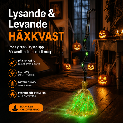 Elektrisk häxkvast som Halloween-dekoration