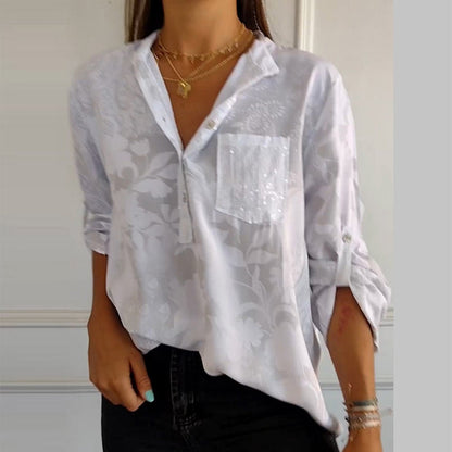 💖Sistadagsrea 49% rabatt💖Ladies casual lapeltryckta toppar