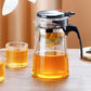 Ett-klicks glas tekanna med löstagbar infusionssil
