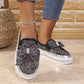 Damloafers med strass och rosett