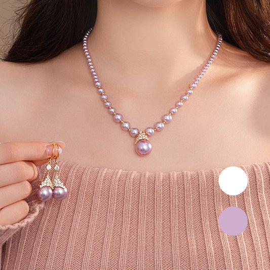 Vintage Elegant Zirkonia Imitation Pärlhalsband och Örhängen
