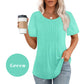 👚Kortärmad plisserad klänning för kvinnor Casual toppar med rundad hals