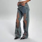 🌸NYHET HOT SALE🔥💥Jeans med tryck i vintage mesh och lapptäcke för kvinnor👖