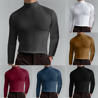 👕 60 % RABATT NU! 🔥 Slim fit-T-shirt med hög hals för män – stretchig och andningsbar för gymmet eller vardagsbruk, modern stil och komfort 🏃‍♂️📦