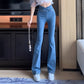 👖50% rabatt under en begränsad tid🔥Högmidjade elastiska mikroutsvängda jeans