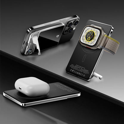 🌌🔋 Magnetisk trådlös laddare, ultratunn snabbladdning levereras med ett dolt stativ 💫