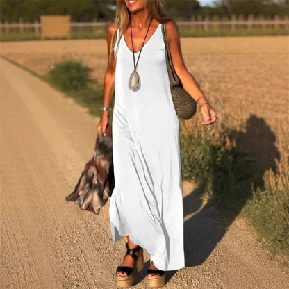 ✨Nyhet för försommar✨Maxi Cami-klänning med V-ringad dam