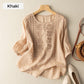 👚 50% RABATT NU! 🌿 Women's Thin Embroidery Breathable Cotton Linen Shirt – Lätt & Andningsbar – Perfekt för Sommar & Semester – Kortärmad & Rundhalsad ✨