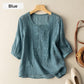 👚 50% RABATT NU! 🌿 Women's Thin Embroidery Breathable Cotton Linen Shirt – Lätt & Andningsbar – Perfekt för Sommar & Semester – Kortärmad & Rundhalsad ✨