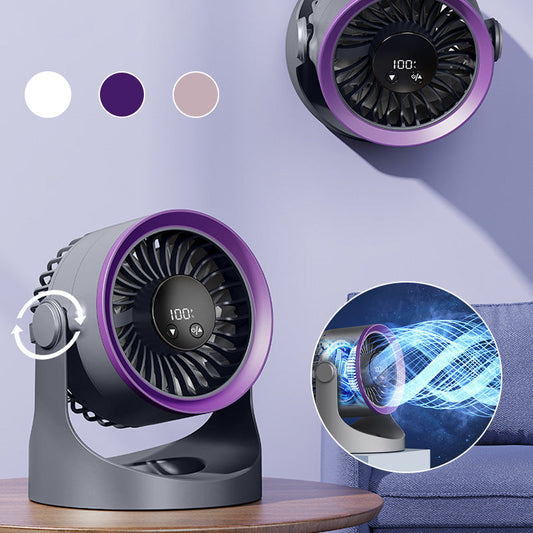 💎 50 % RABATT! 💎 Liten, bärbar och uppladdningsbar väggmonterad fläkt med LED-belysning – 360°-kylning, 100 hastighetsinställningar och USB-C-laddning