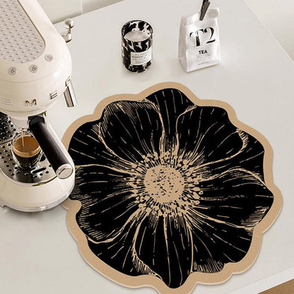 Disktorkmatta med Blomform för Köksbänken🌸Absorberande och halkfri
