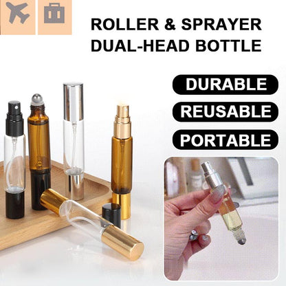 4 stycken 10 ml Roll-on och sprayflaskor med dubbelände för eteriska oljor