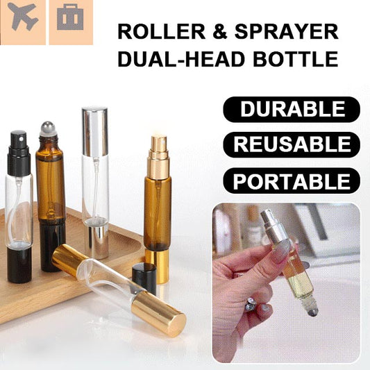 4 stycken 10 ml Roll-on och sprayflaskor med dubbelände för eteriska oljor