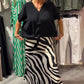 Knot Front Blouse & Midi Skirt Casual Set för kvinnor