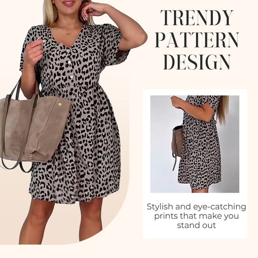 Damklänning med V-ringning och korta ärmar