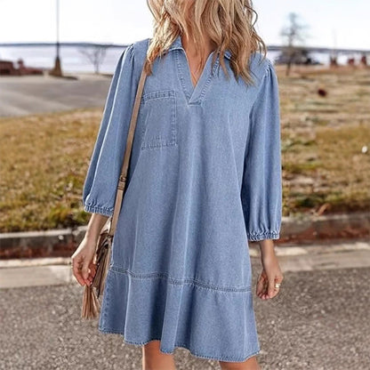 🎉Denna veckas specialförsäljning - 50% rabatt✨Casual denimklänning för kvinnor