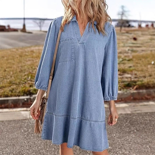 🎉Denna veckas specialförsäljning - 50% rabatt✨Casual denimklänning för kvinnor