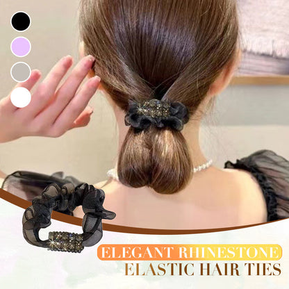 4-pack Eleganta Elastiska Hårsnoddar med Strass