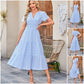 👗 Nyhet 50% RABATT 🎁 | Kortärmad V-ringad Långklänning – Flödande & Sommarchic