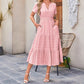 👗 Nyhet 50% RABATT 🎁 | Kortärmad V-ringad Långklänning – Flödande & Sommarchic