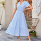 👗 Nyhet 50% RABATT 🎁 | Kortärmad V-ringad Långklänning – Flödande & Sommarchic