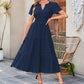 👗 Nyhet 50% RABATT 🎁 | Kortärmad V-ringad Långklänning – Flödande & Sommarchic
