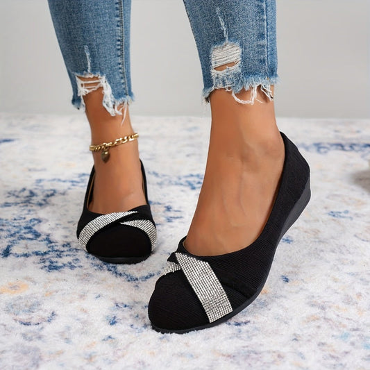 🔥Sista dagen-kampanj 50 % RABATT – Lätta, fashionabla damskor med strass och kilklack