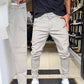 Slim-fit casualbyxor i enfärgat tyg för herr
