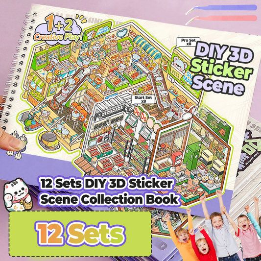 12 Set DIY 3D Samlingsbok med Klistermärken