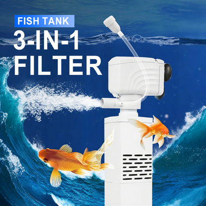 Akvariefilter 3-i-1 – filtrering, syresättning och vattenpumpning