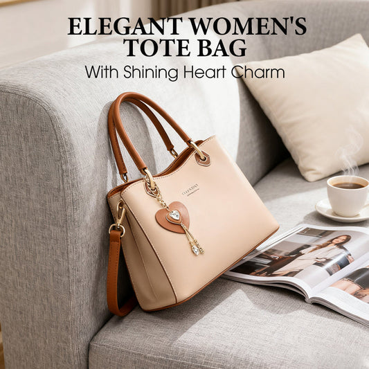 👜50% RABATT NU! ✨Elegant damväska med glänsande hjärtformad berlock