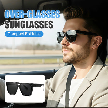 😎Fällbara solglasögon som kan bäras över vanliga glasögon – antireflexbehandling för bilkörning🚗☀️