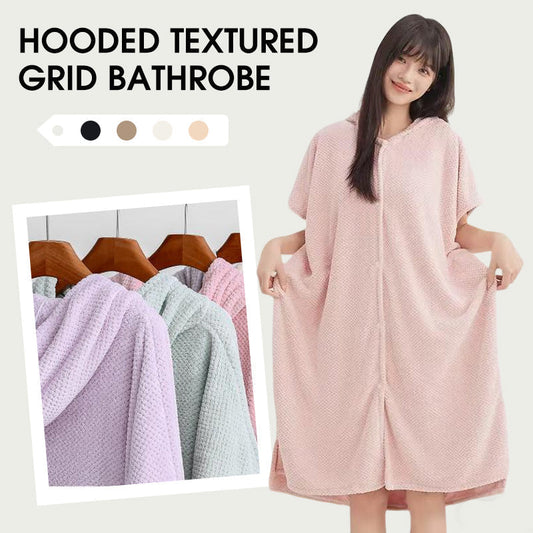 Kvinnors mysig badrock med hette och texturerad rutmönster（50% rabatt）
